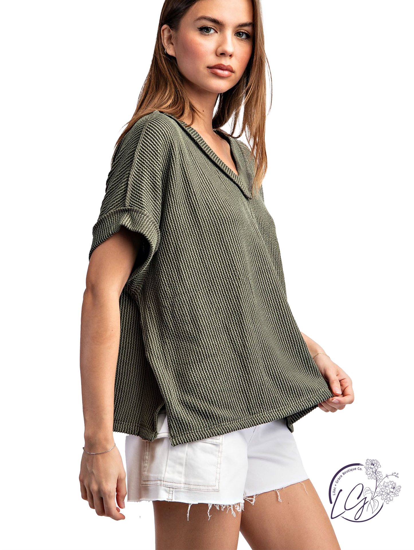 Sunfield Texture V-Neck Top