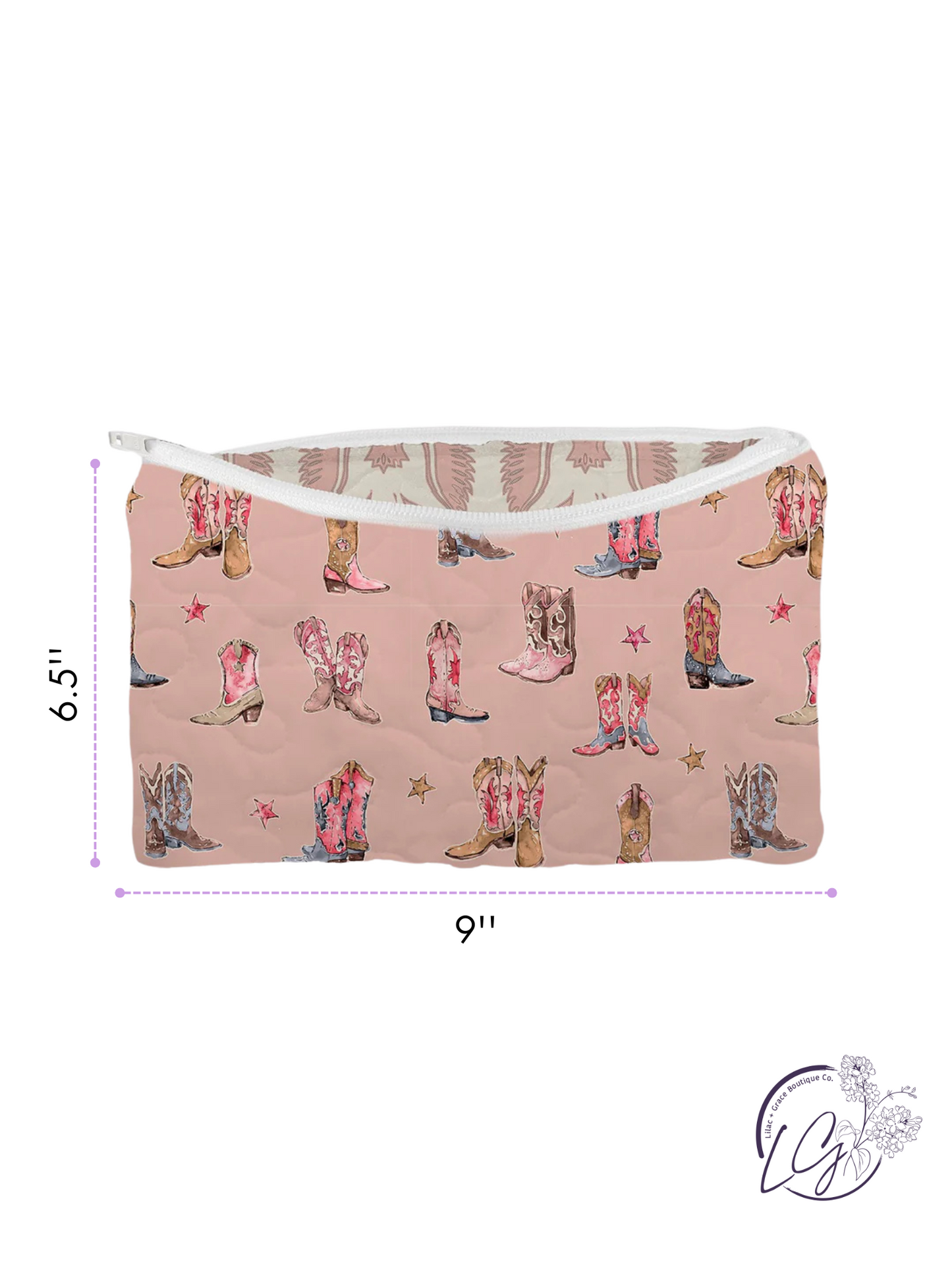 Thunderbird Boots Rose Quilted Makeup Bag