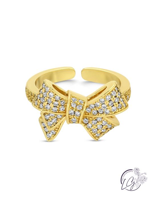 Large Adjust Pave Bow Ring