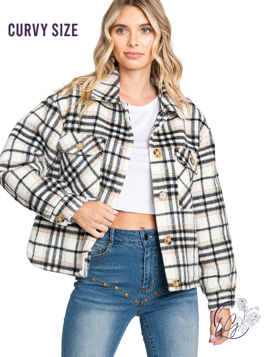 Curvy Midnight Fall Plaid Jacket