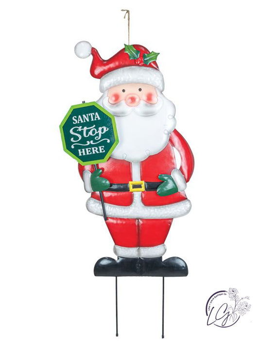 Santa Stop Here Metal Sign