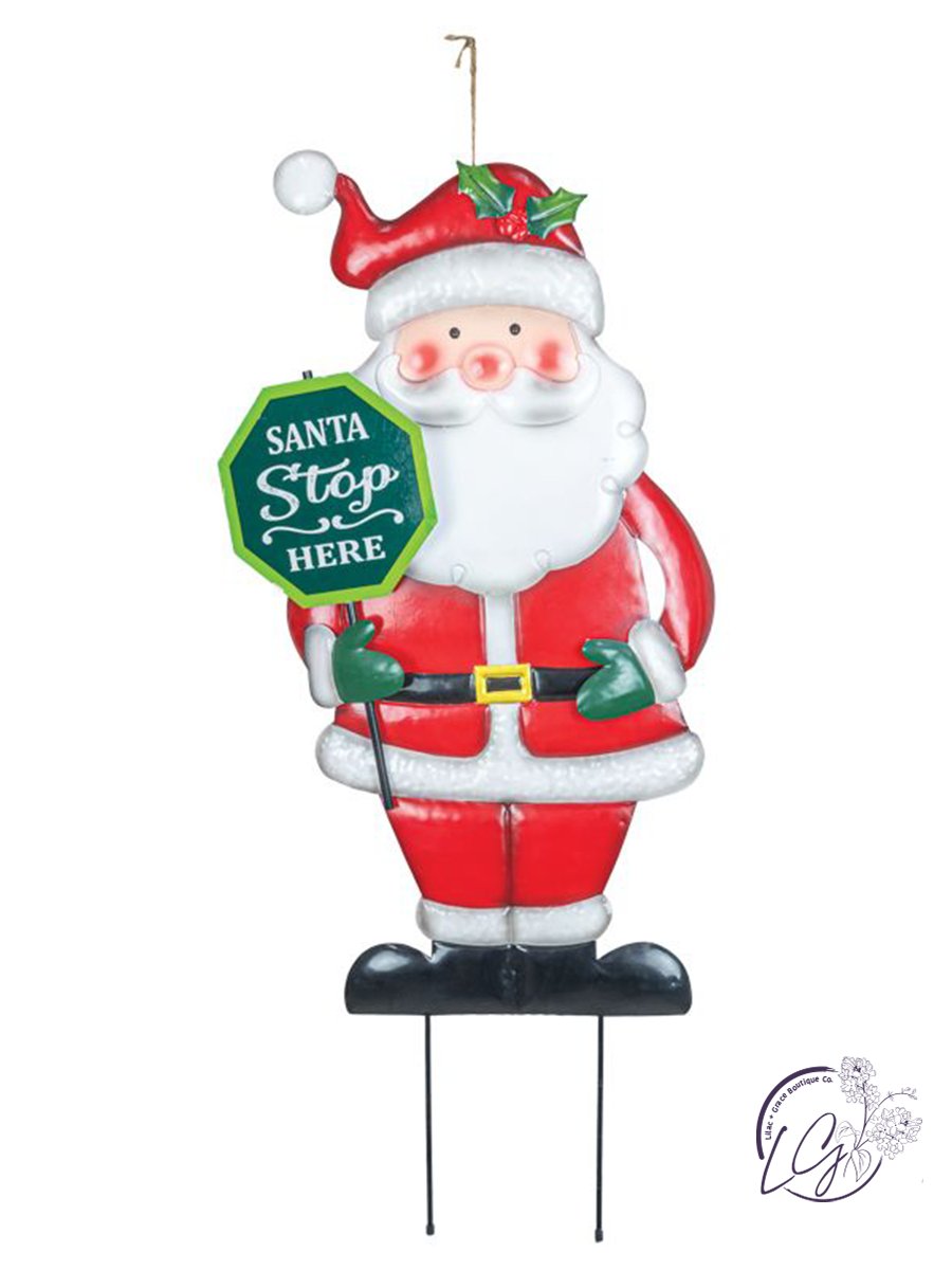 Santa Stop Here Metal Sign