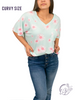 Curvy Etta Floral Top in Mint