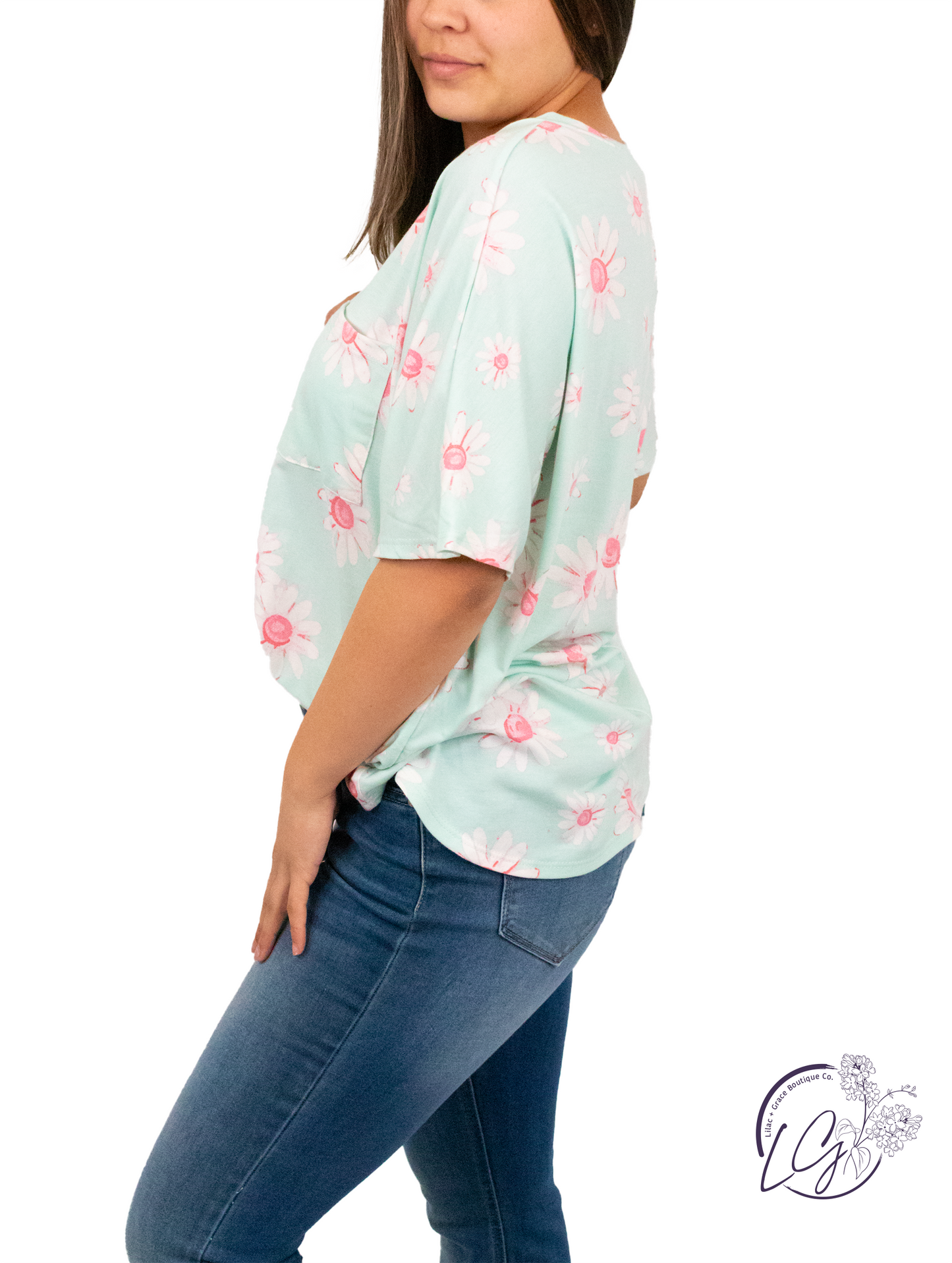 Etta Floral Top in Mint