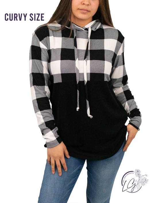 Curvy Buffalo Plaid Lightweight Hoody