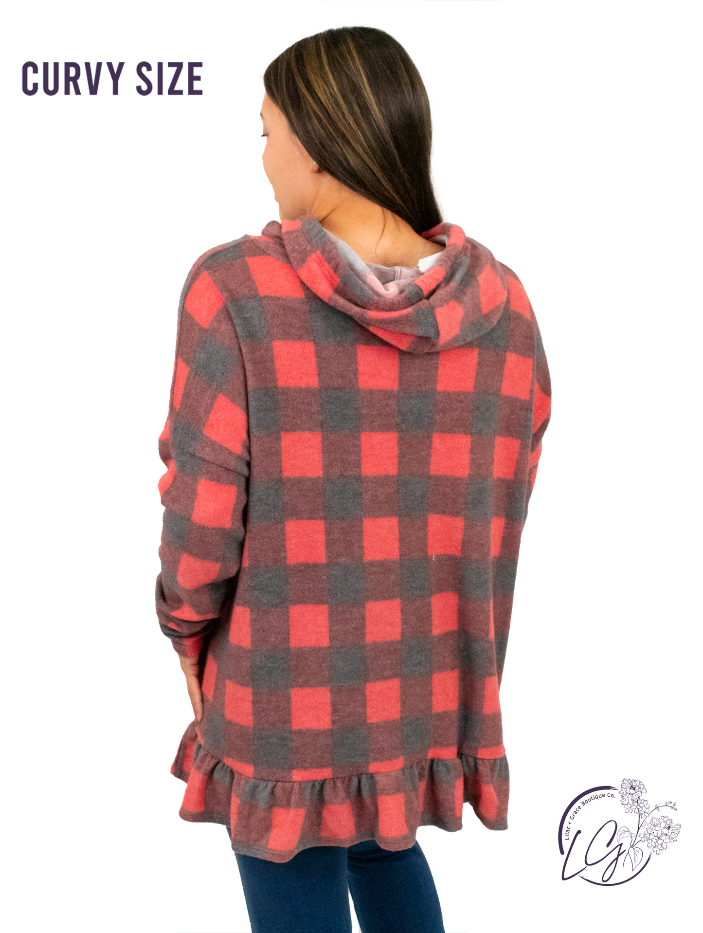 Curvy Soon Enough Buffalo Plaid Hoody