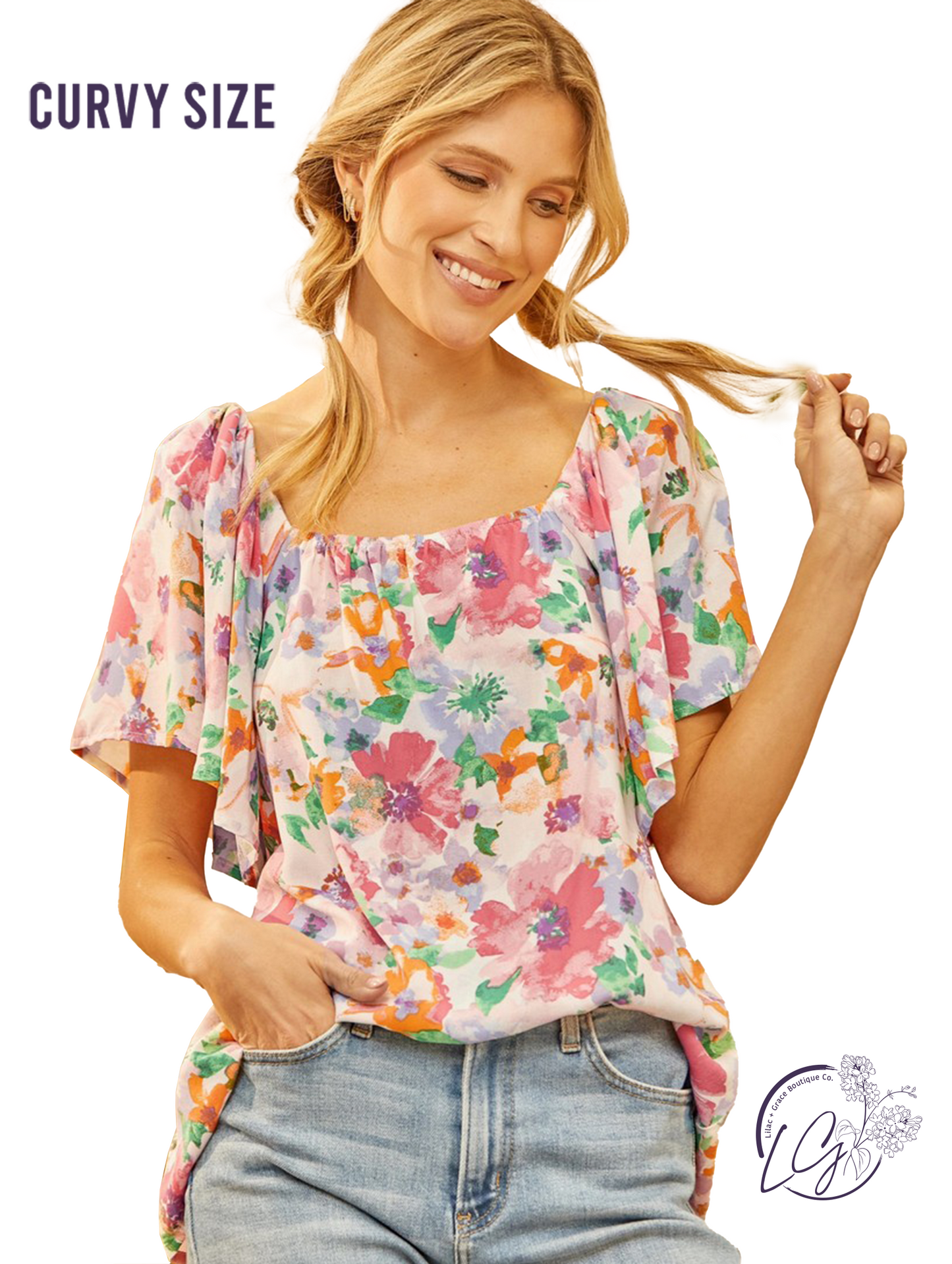 Curvy Watercolor Beauty Blouse