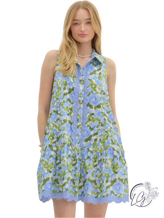 Twirling Home Floral Ruffle Mini Dress