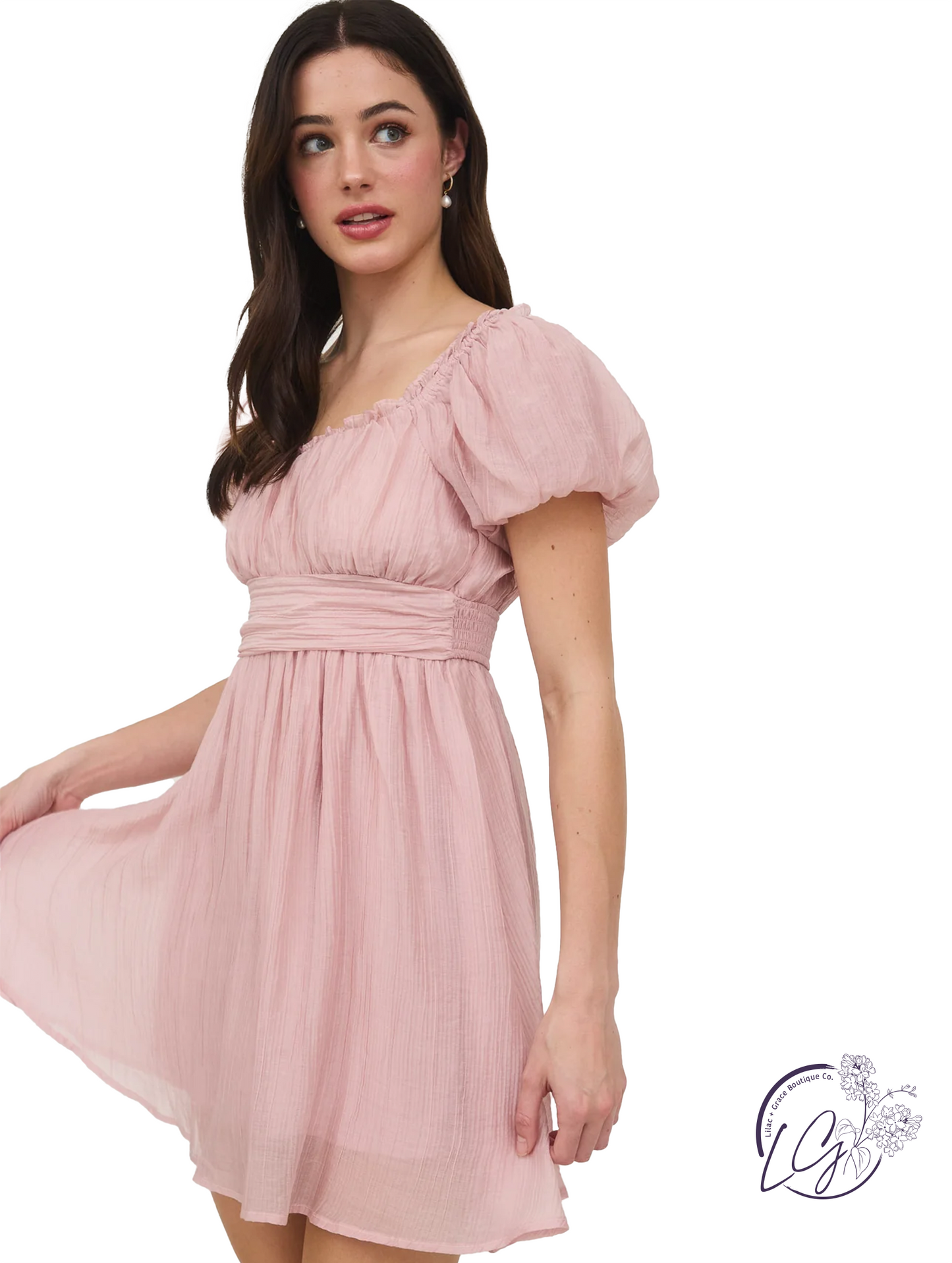 Twirl Away Lace-Up Ruffle Mini Dress