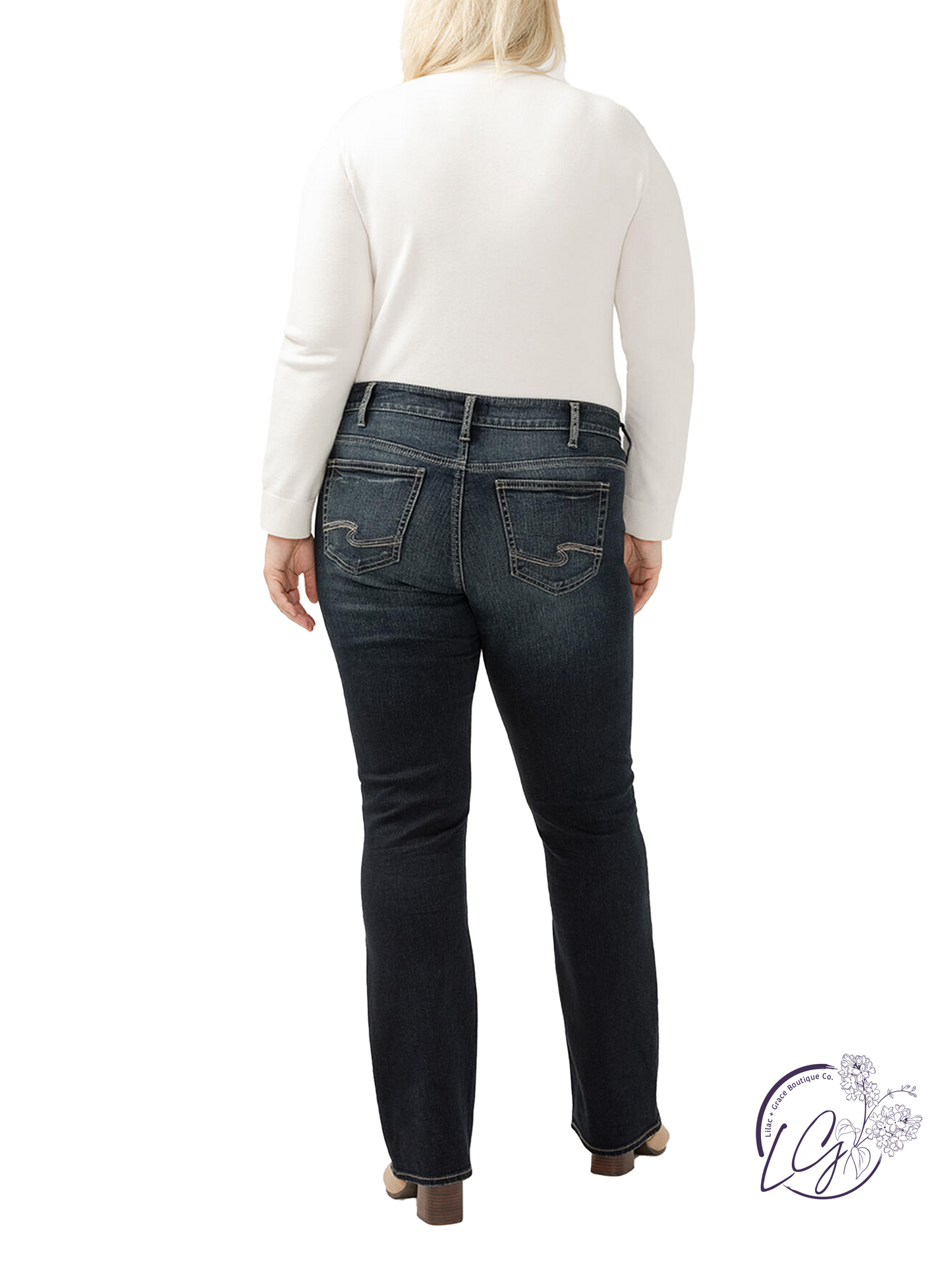 Curvy Lennon Mid Rise Slim Bootcut Jeans by Silver Jeans