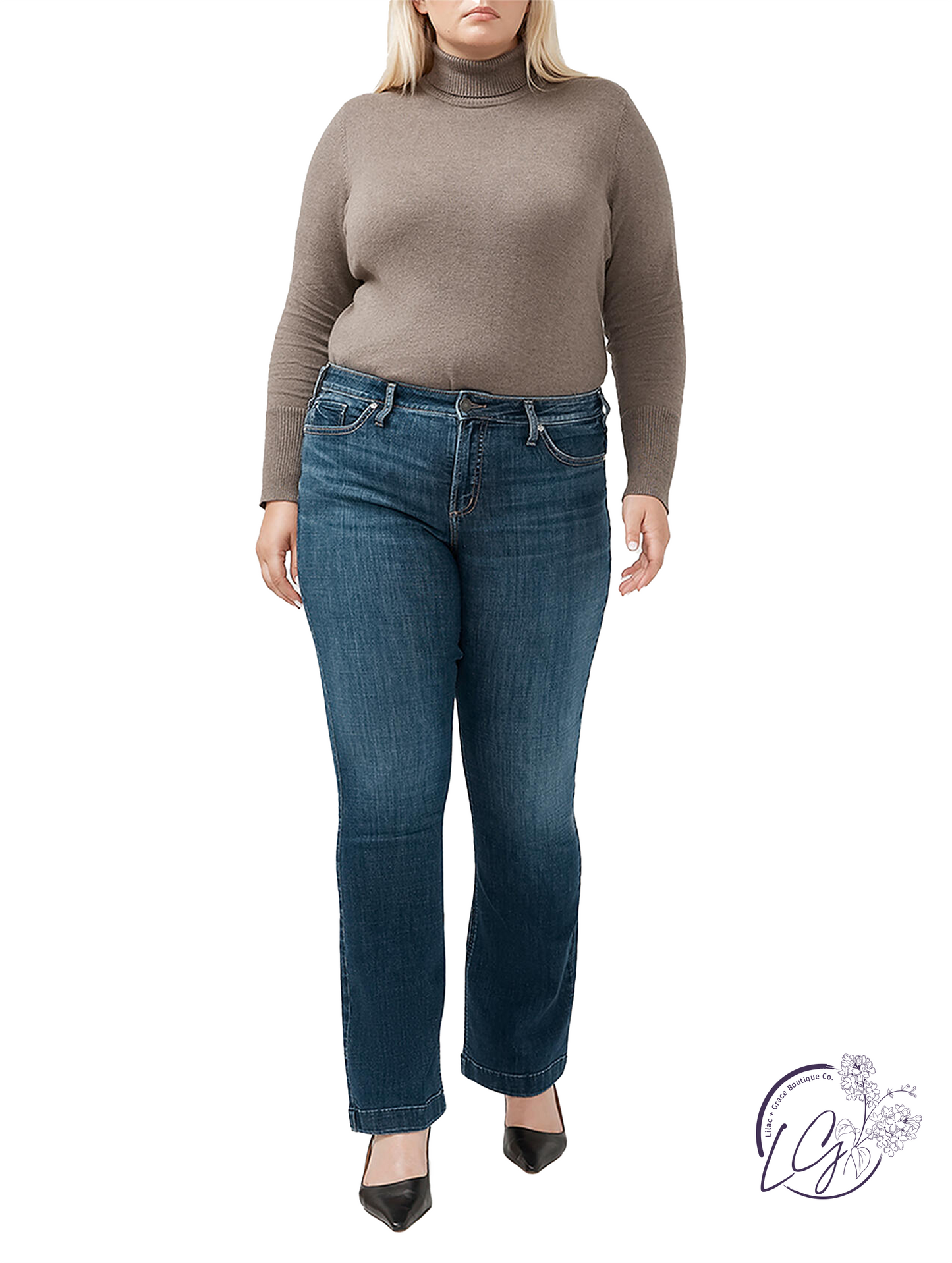 Curvy Georgia Mid-Rise Bootcut Luxe Jeans by Silver Jeans