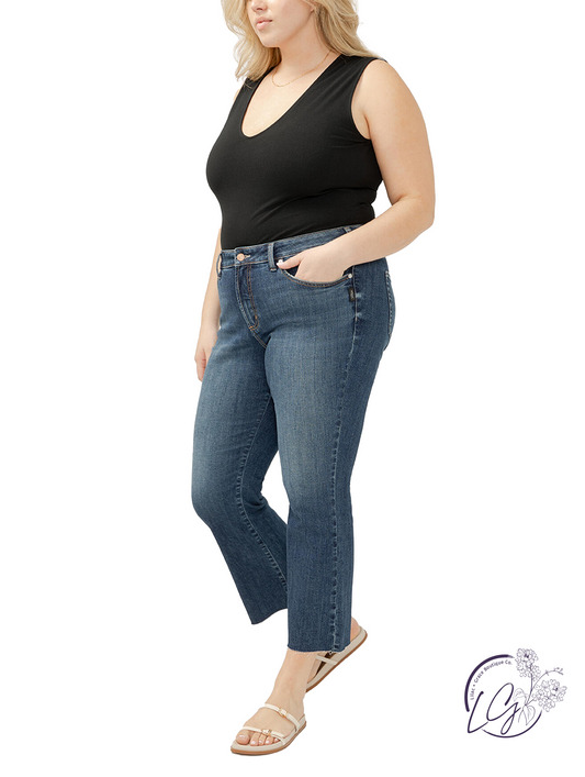 Curvy Alba Mid-Rise Kick Flare Jeans by Silver Jeans