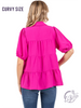 Curvy Graceful Gather Puff Sleeve Top