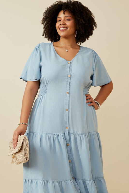 Curvy Meadow Breeze Denim Dress