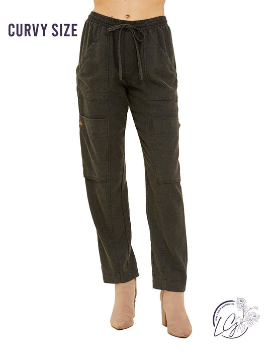 Curvy Coastal Cargo Linen Pants