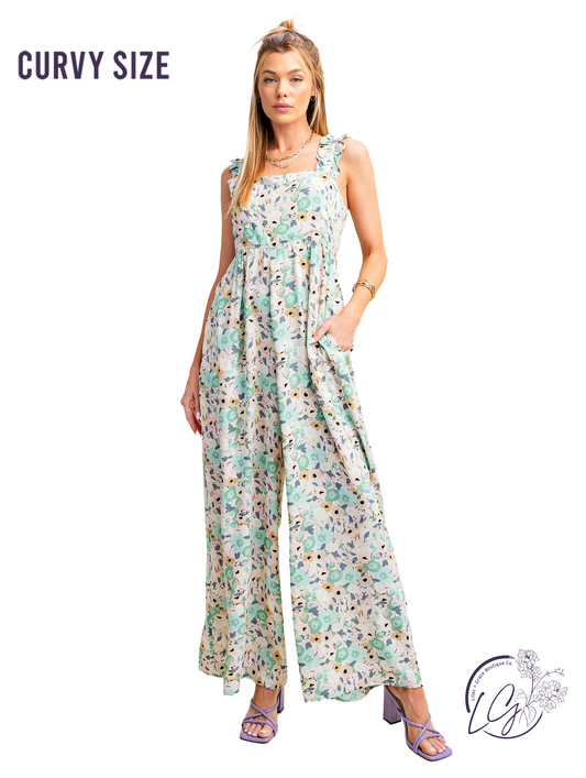 Curvy Meadow Muse Back-Tied Jumpsuit