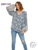 Curvy Petal Parade Round-Neck Blouse