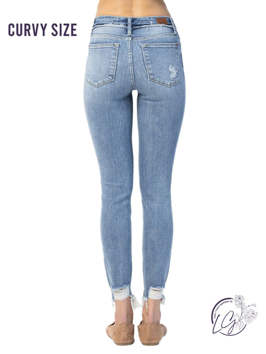 Curvy Zena Mid-Rise Waistband Detail Skinny by Judy Blue