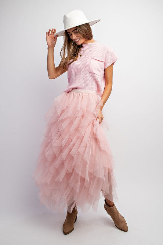 Curvy Cascading Layers Tulle Maxi Skirt