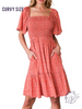 Curvy Angel Face Smocked Dress