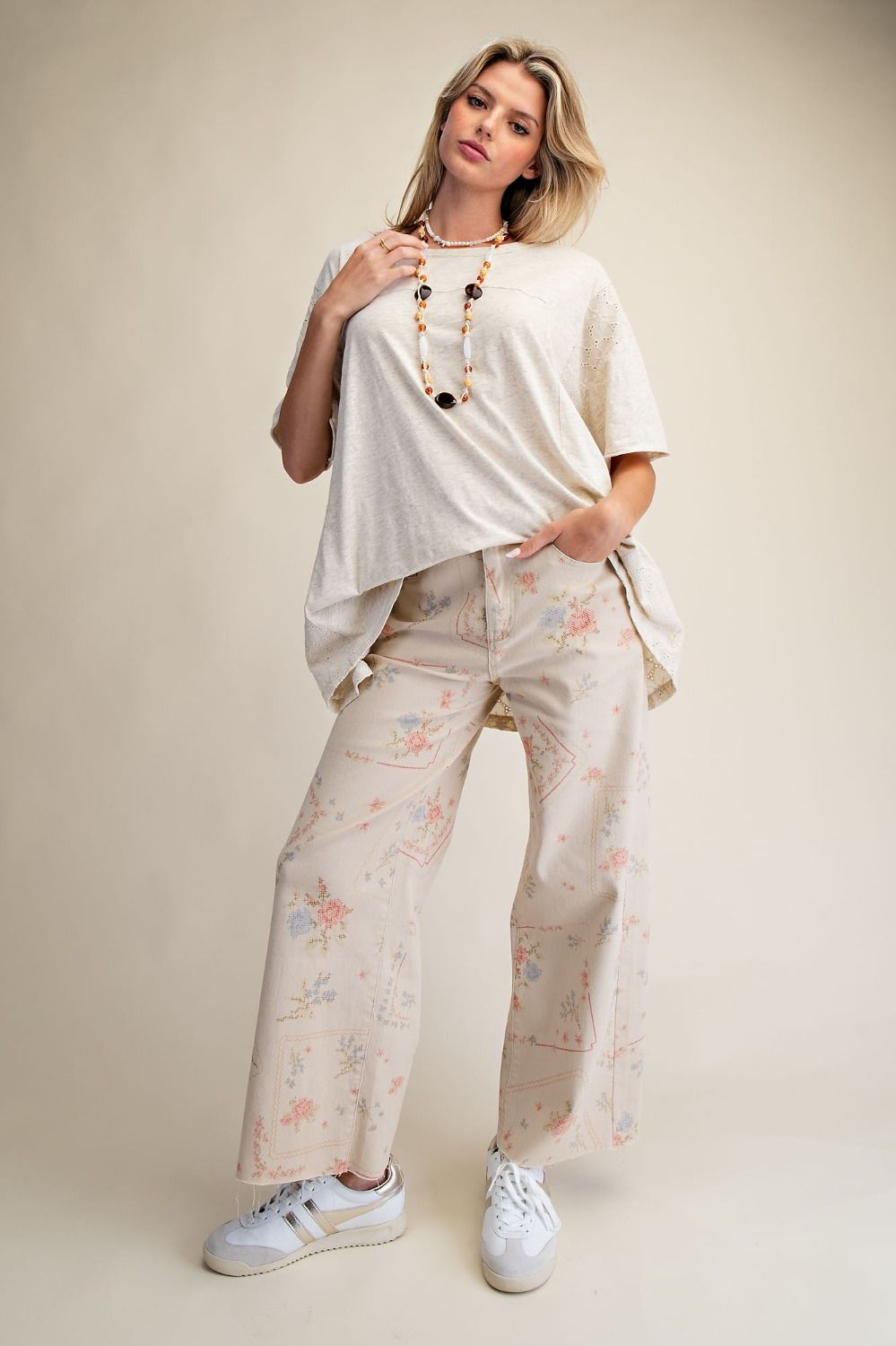 Floral Charm Twill Pants