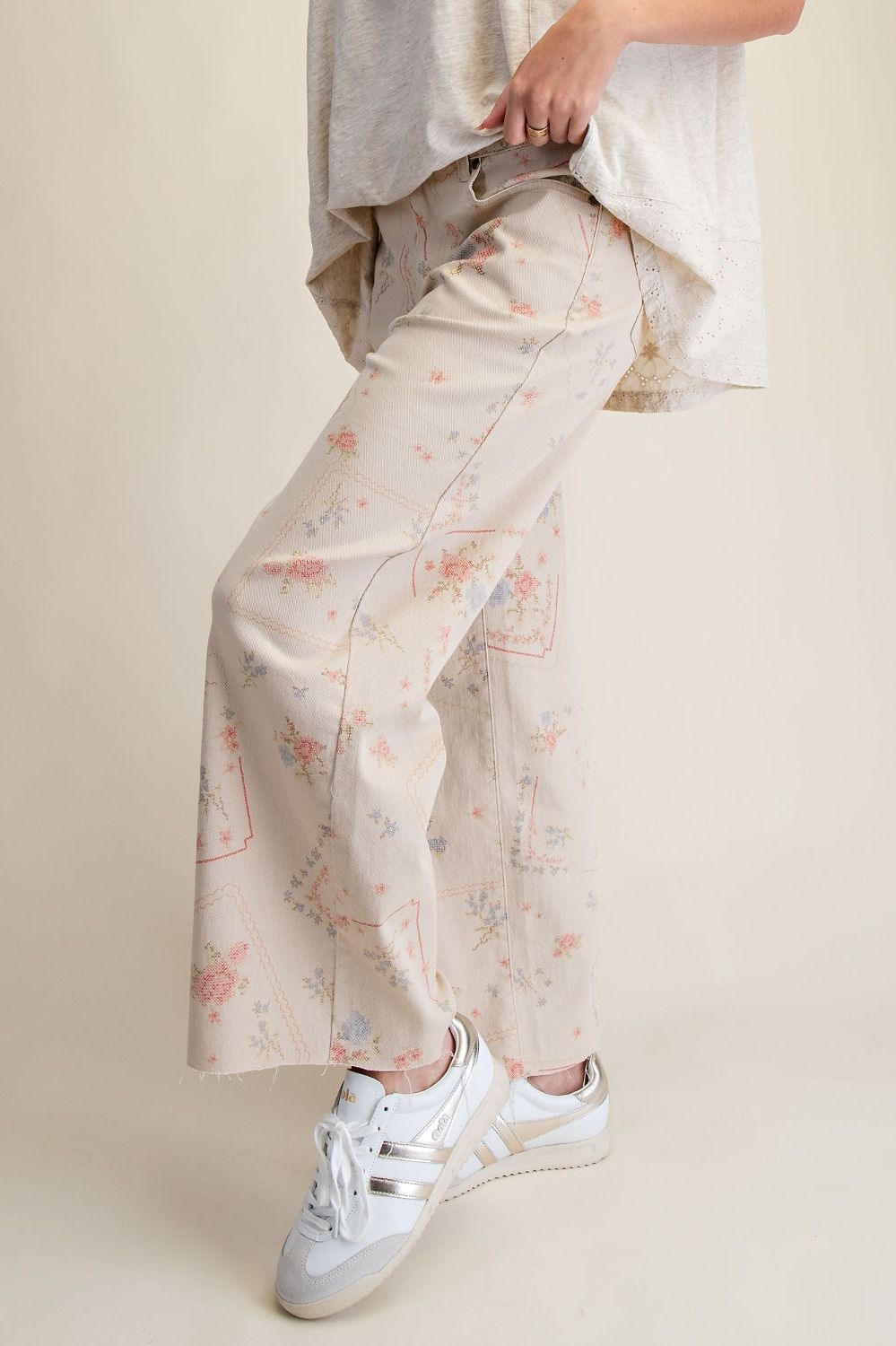 Floral Charm Twill Pants