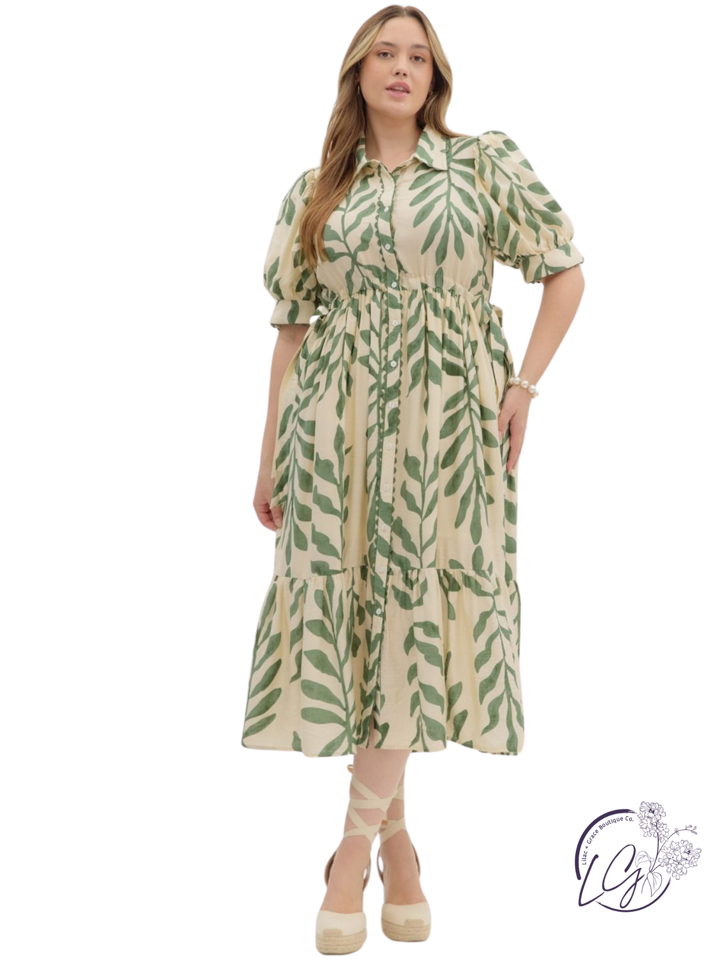 Curvy Wildgrove Tie Waist Midi Dress