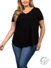 Curvy soft brushed knit v neck top