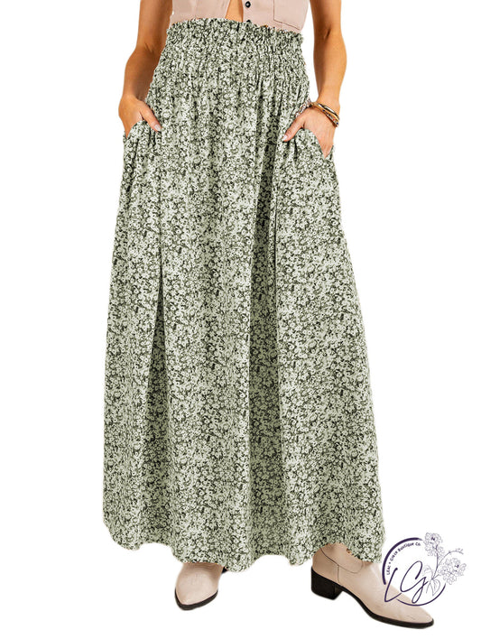 Smocked Serenade Midi Skirt