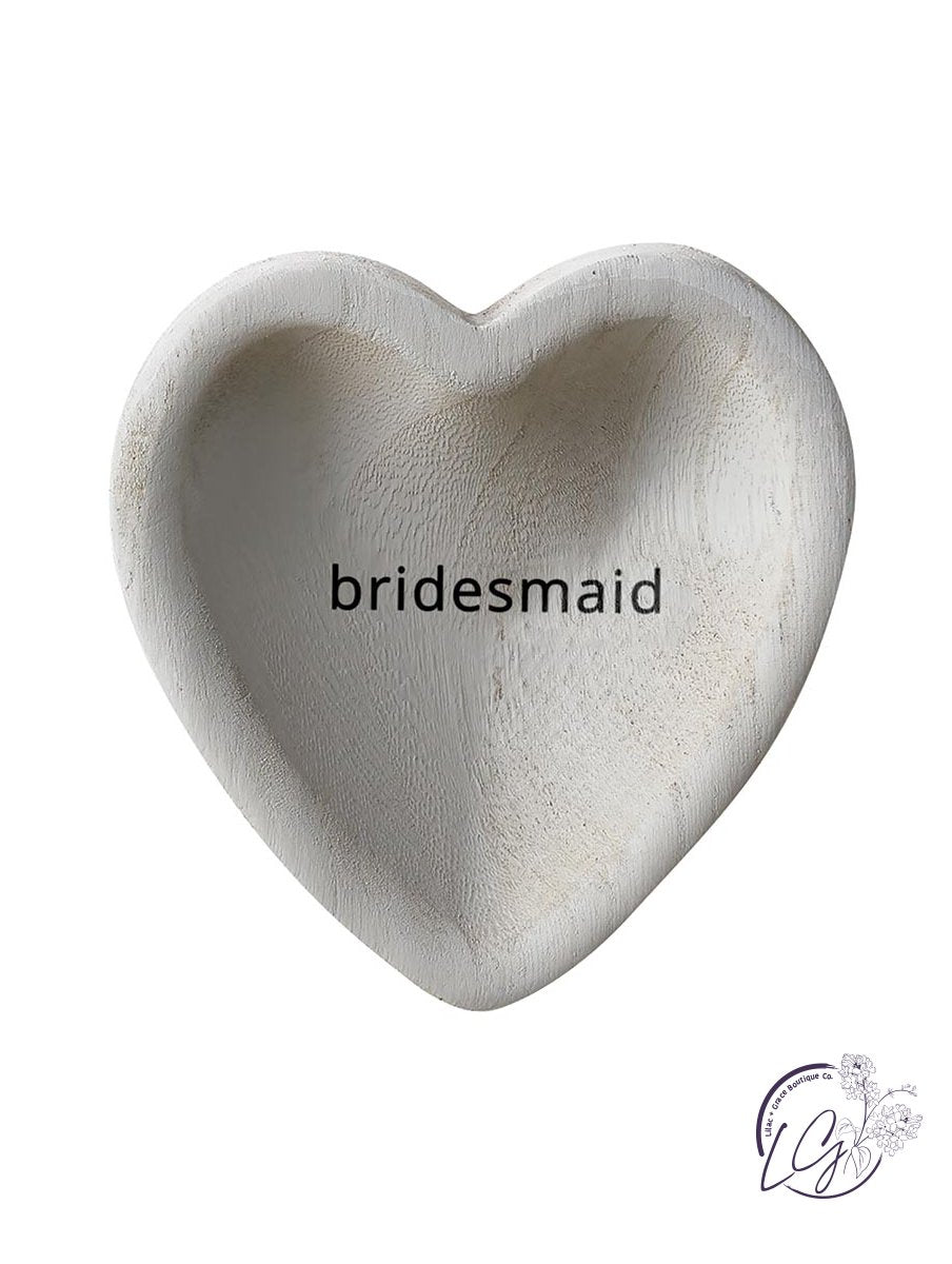 Grey Paulownia Heart Trinket Tray - Bridesmaid