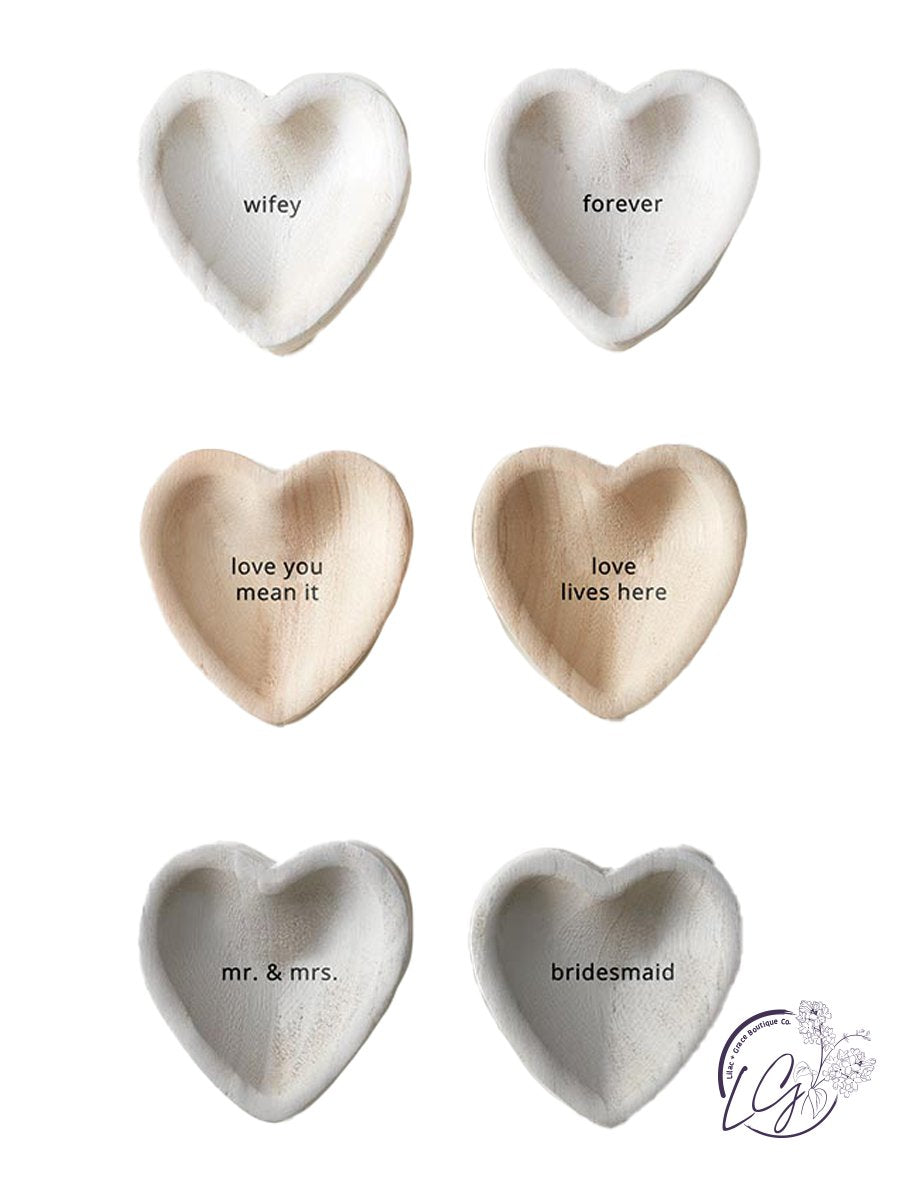 Grey Paulownia Heart Trinket Tray - Bridesmaid