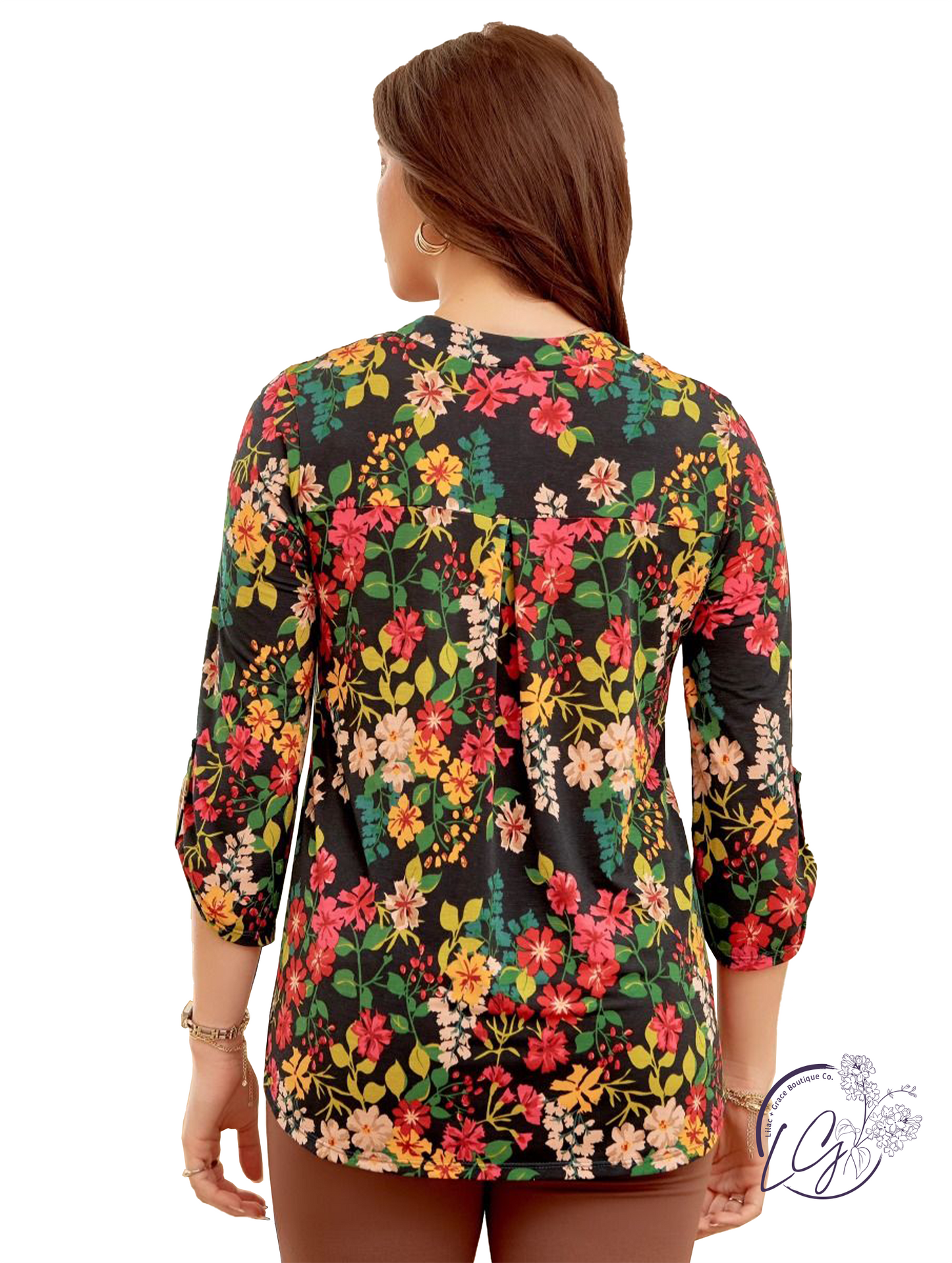 Hunter Green Floral Lizzy Top