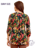 Curvy Hunter Green Floral Lizzy Top