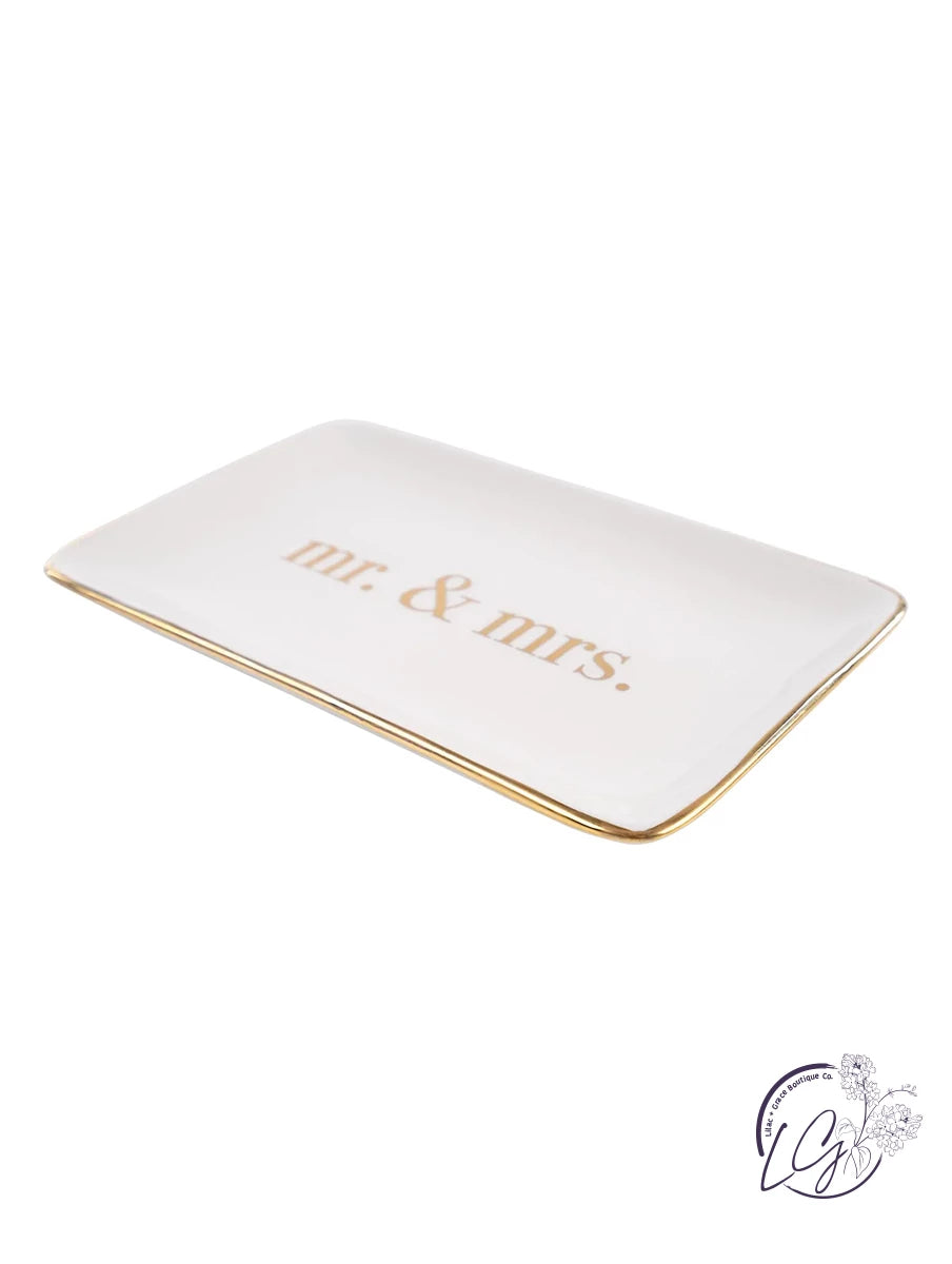 Gold Mr. & Mrs. Trinket Tray