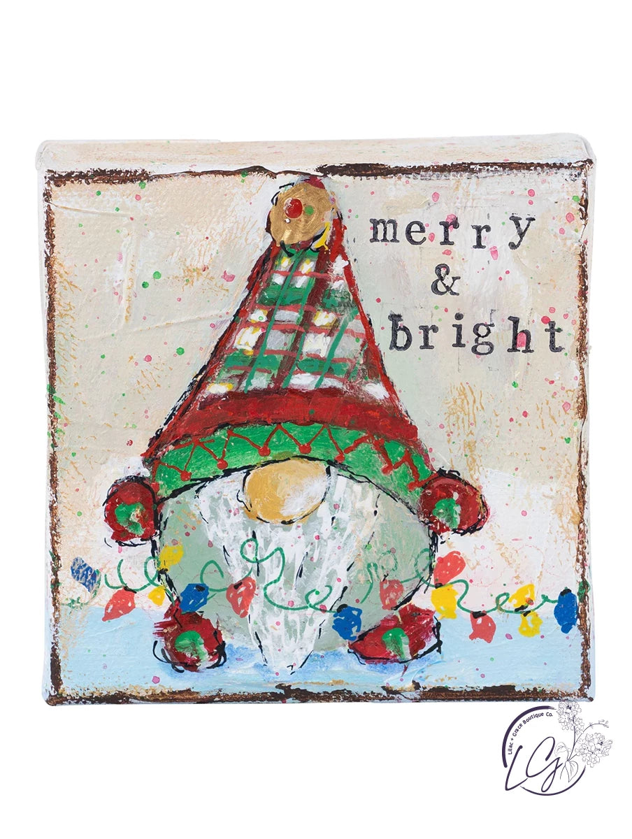 Merry & Bright Gnome Canvas 4X4