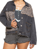 Curvy Off Duty Leopard Denim Jacket