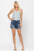 Curvy Olivia Mid-Rise Patch Cut Off Shorts by Judy Blue