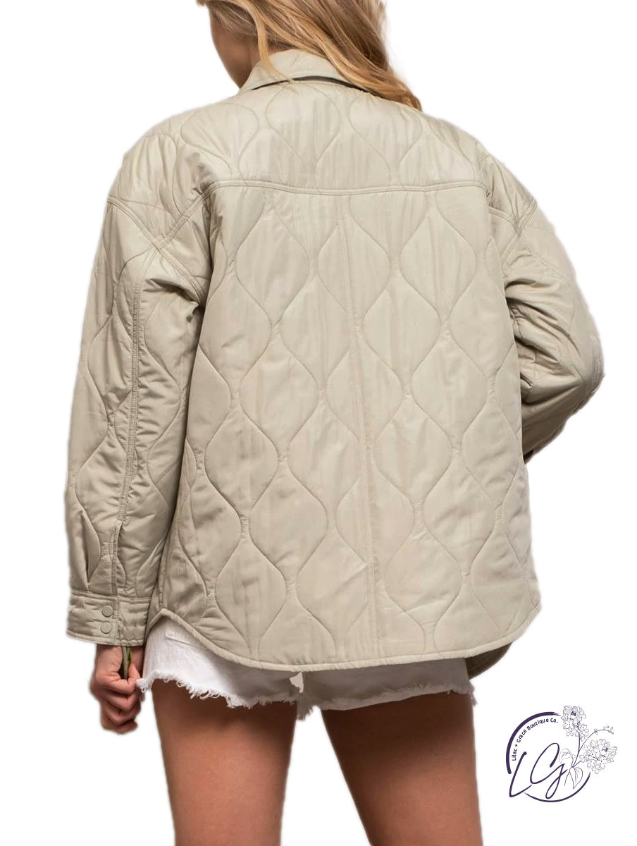 No More Waiting Quilted Button Up Jacket