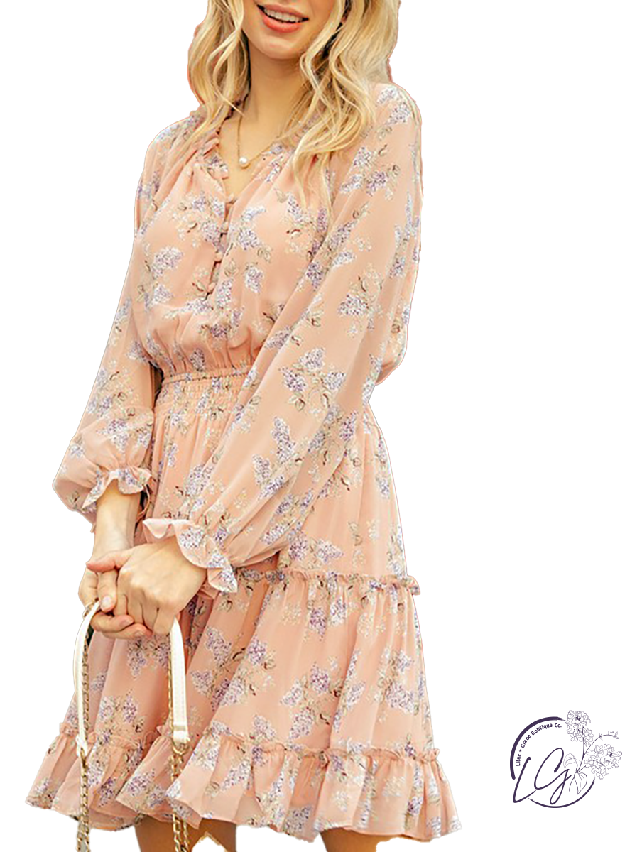 Sunny Breeze Chiffon Long Sleeve Dress