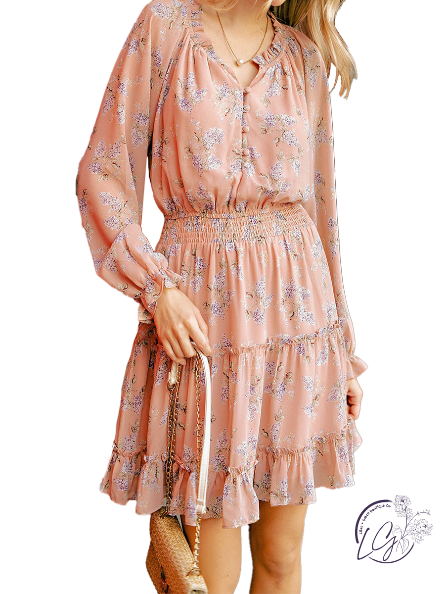 Sunny Breeze Chiffon Long Sleeve Dress