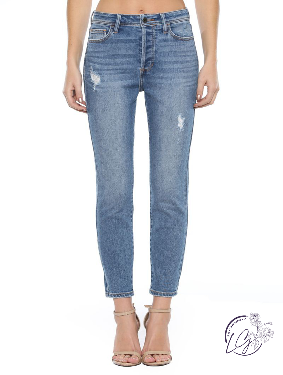 Hallie High-Rise Button Fly Mom Skinny by Cello Jeans