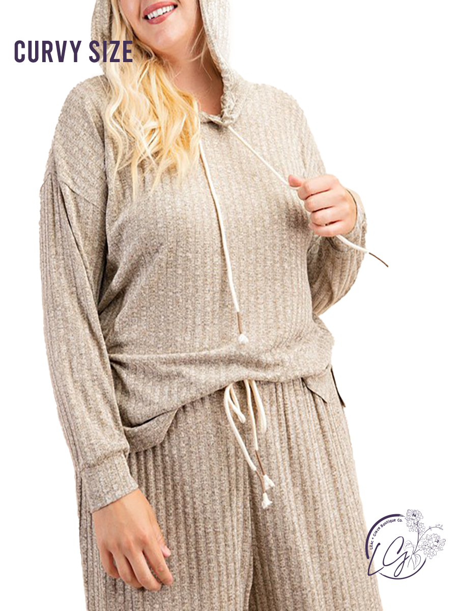 Curvy Set The Mood Ribbed Lounge Hoody