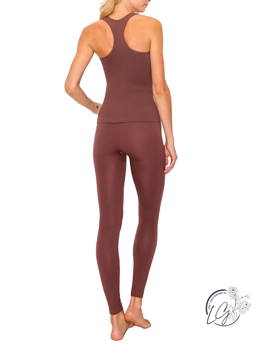 Relaxed Look Ribbed Seamless Leggings