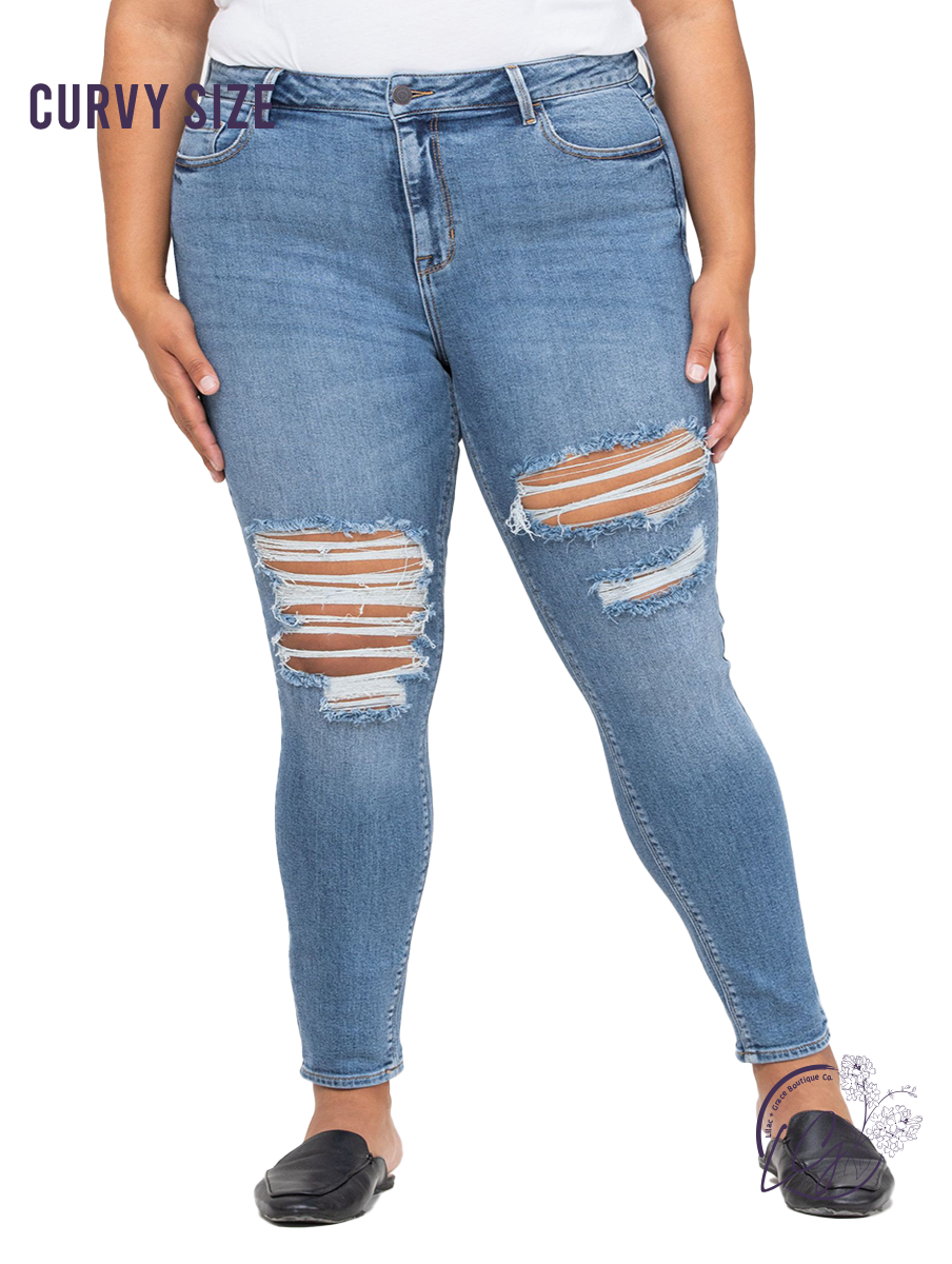 Curvy Jillian High-Rise Distressed Skinny by Cello Jeans