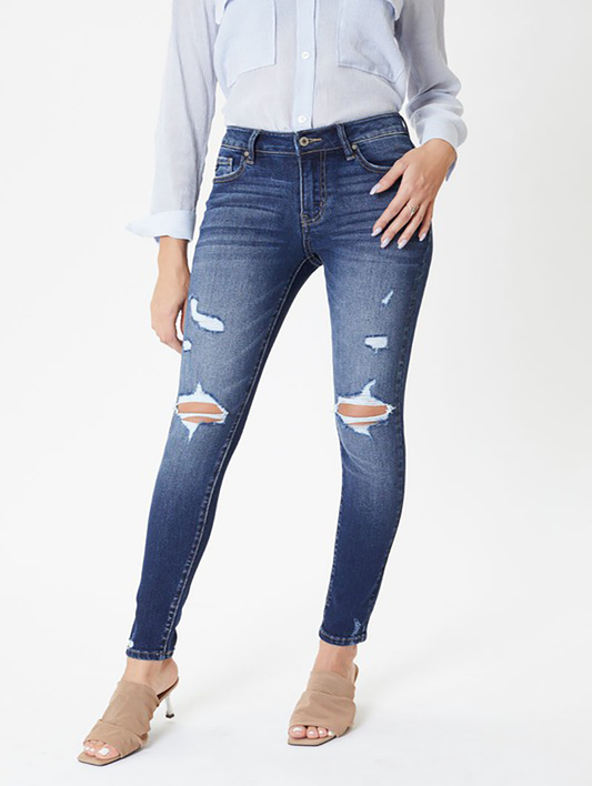 Audrey Mid-Rise Distressed Skinny by KanCan