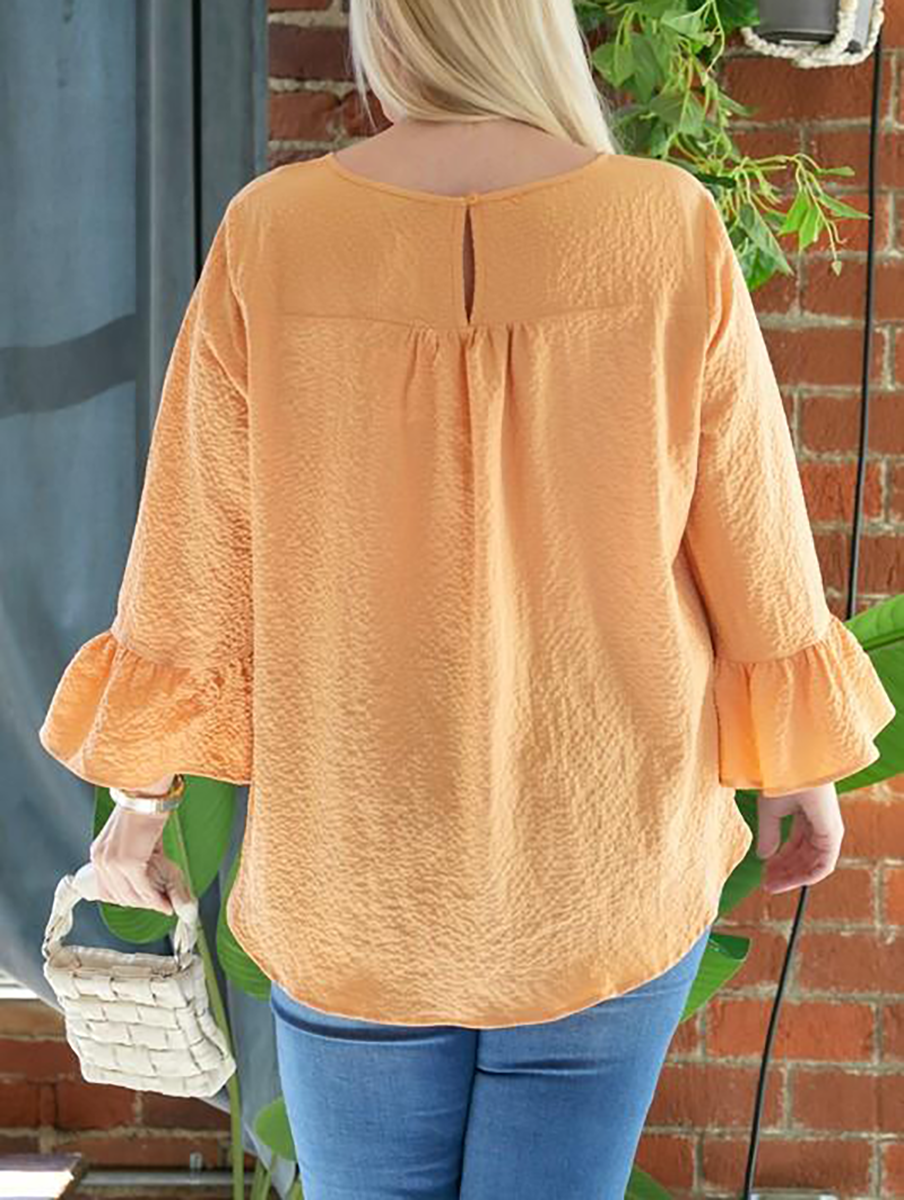 Curvy Leave You Speechless Bell Sleeve Top in Orange