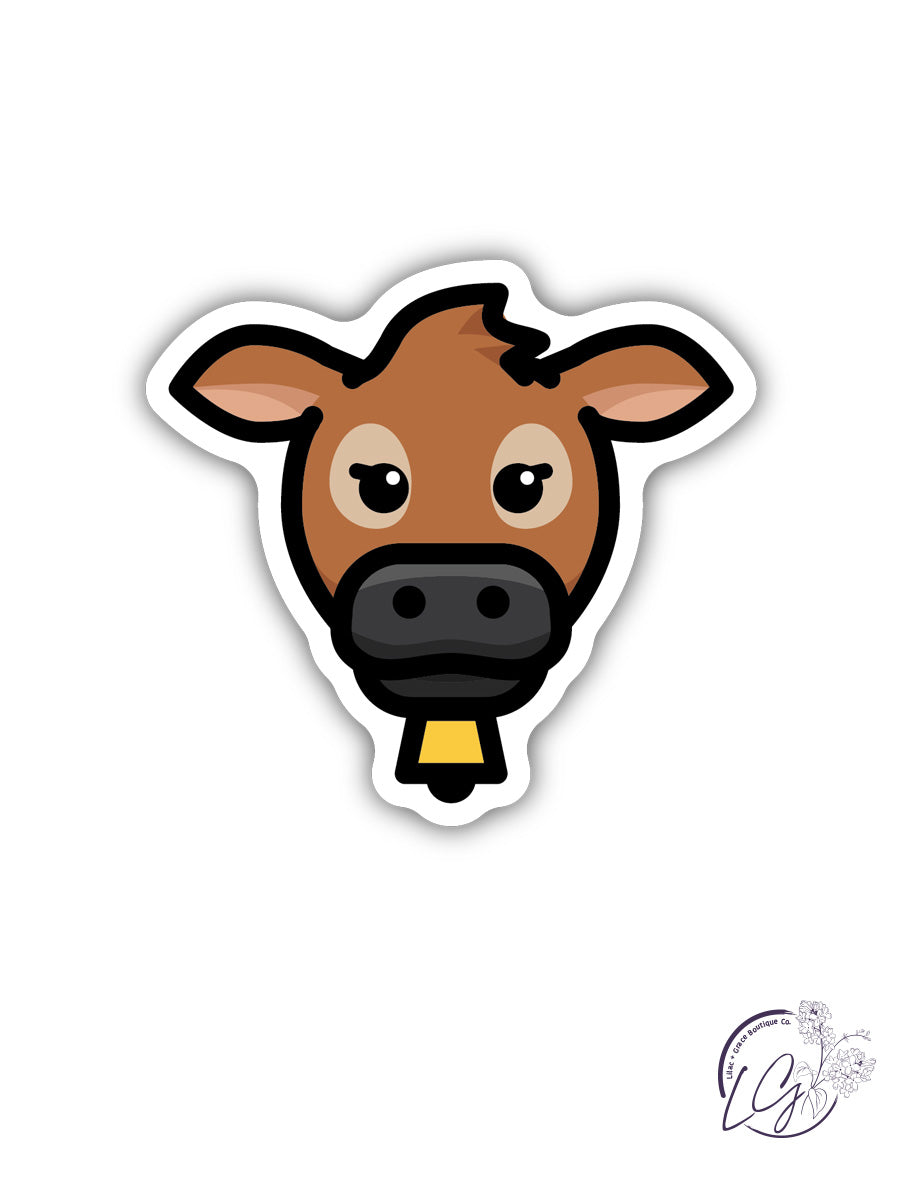 Brown Cow Face Sticker