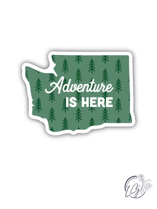 Adventure is Here WA Sticker