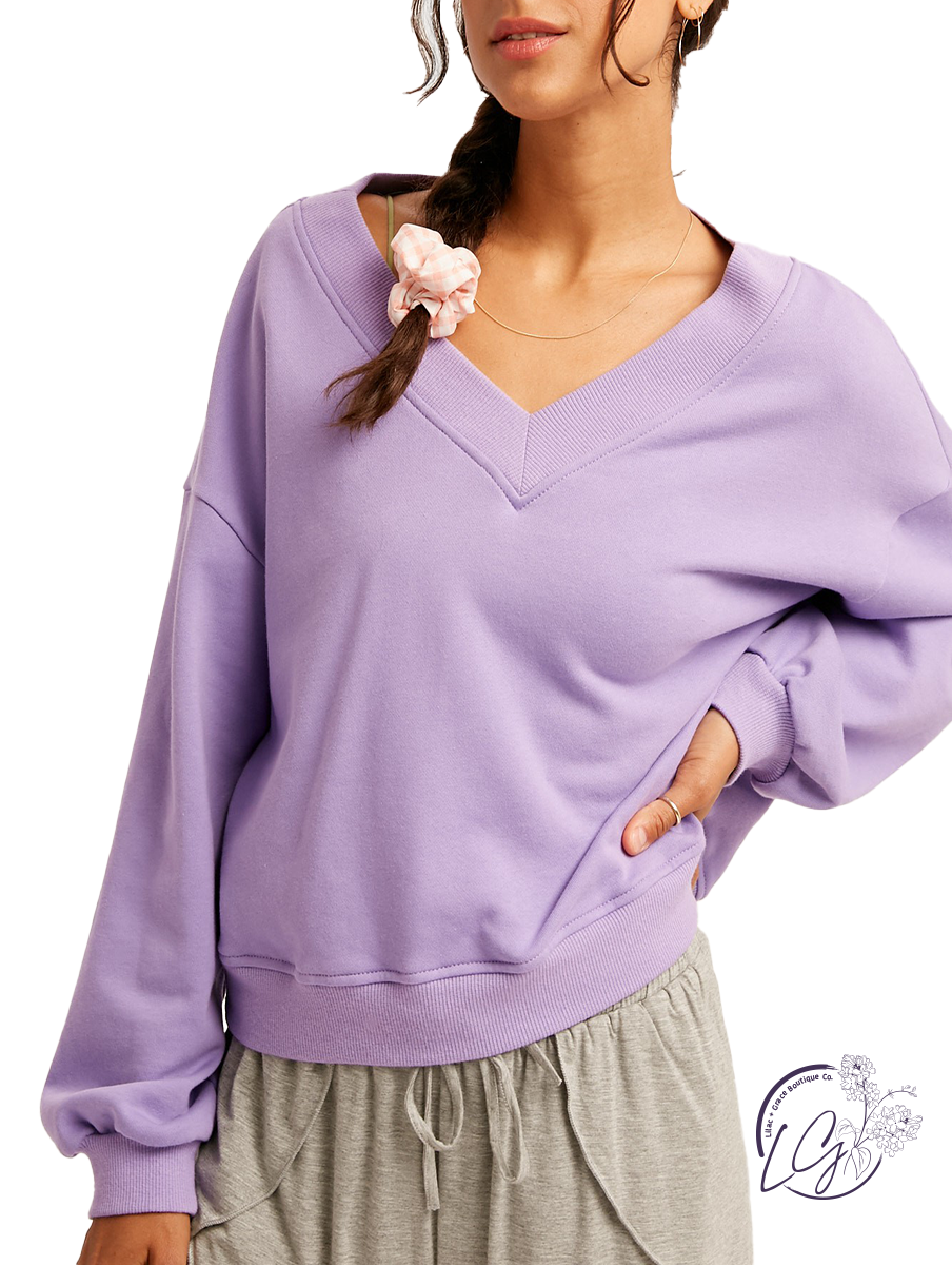 Just Getting By V-Neck Cropped Hoody