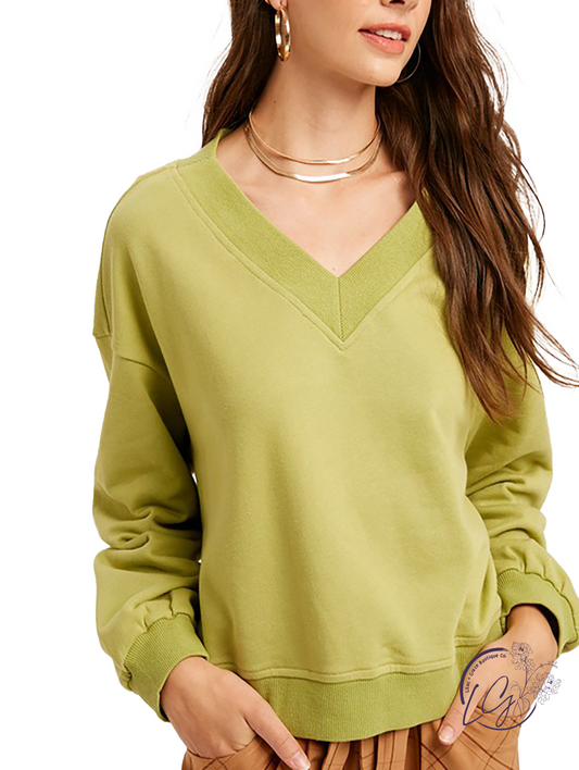 Just Getting By V-Neck Cropped Crew Neck